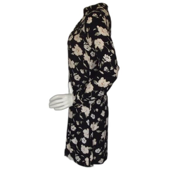 ELAN Mini Dress, S, Black/Off-White Floral, Long sleeves, Choker/Keyhole - Picture 8 of 14
